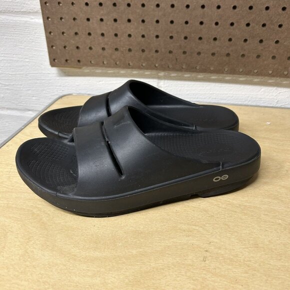Oofos OOahh Black Recovery Support Slides Unisex Men's 9 / Women's 11 - Picture 4 of 9